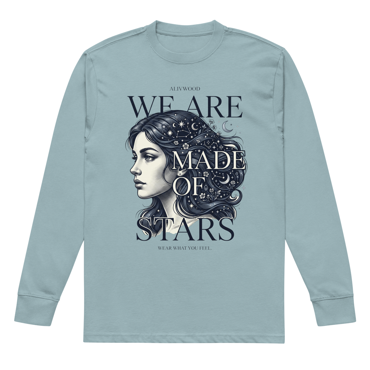 We are made of Stars heavyweight long sleeve t-shirt - Alivwood