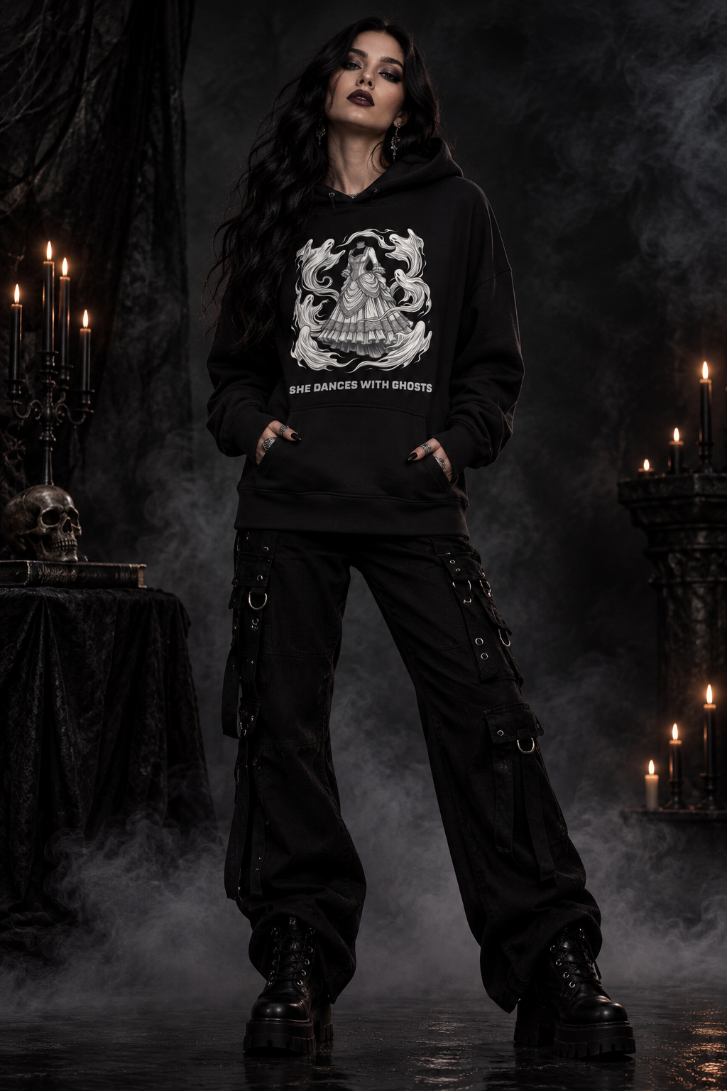 She dances with Ghosts Women’s organic mid-weight hoodie - Alivwood