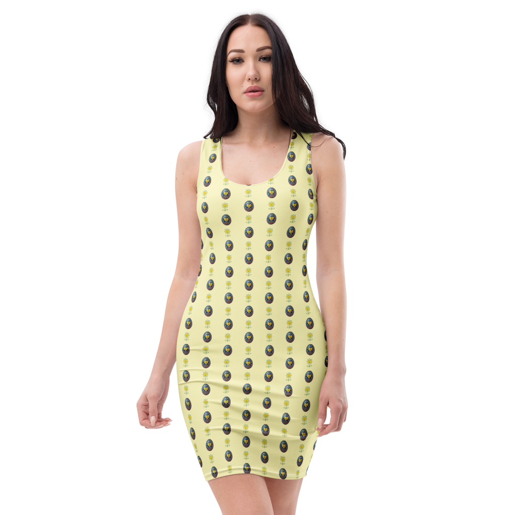 Flower and Pysanky Bodycon dress - Alivwood