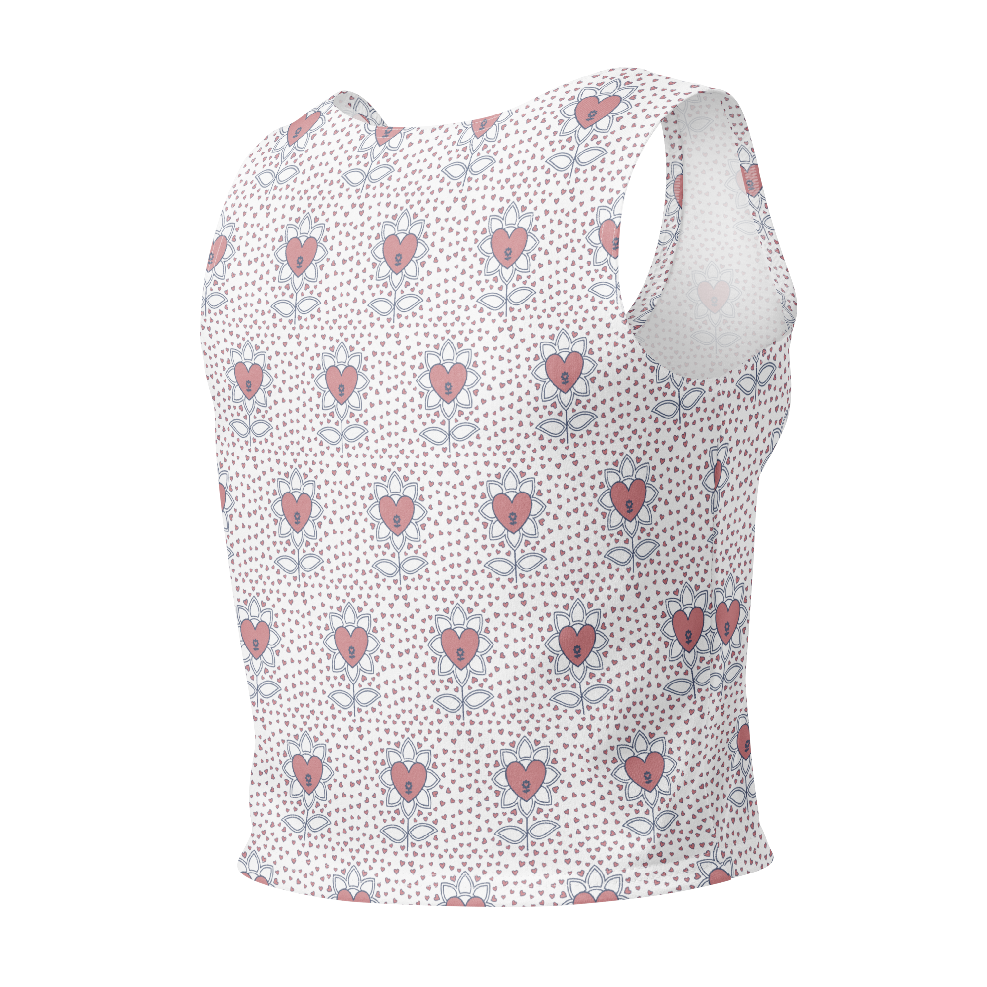 Flower and hearts Cotton crop top - Alivwood