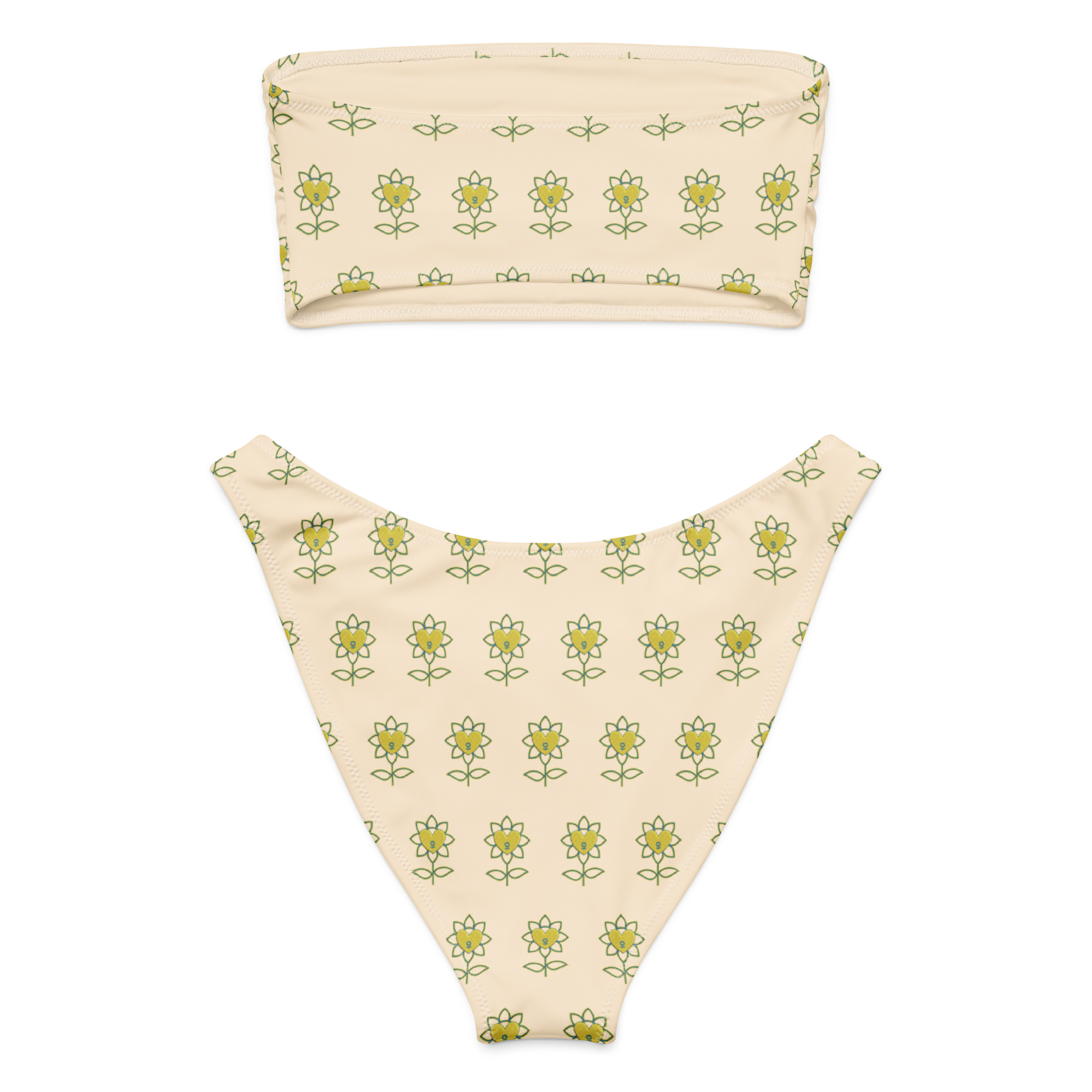Flower Papaya Whip Recycled bandeau bikini - Alivwood