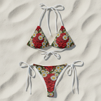 Daisies and Roses All-over print recycled string bikini - Alivwood