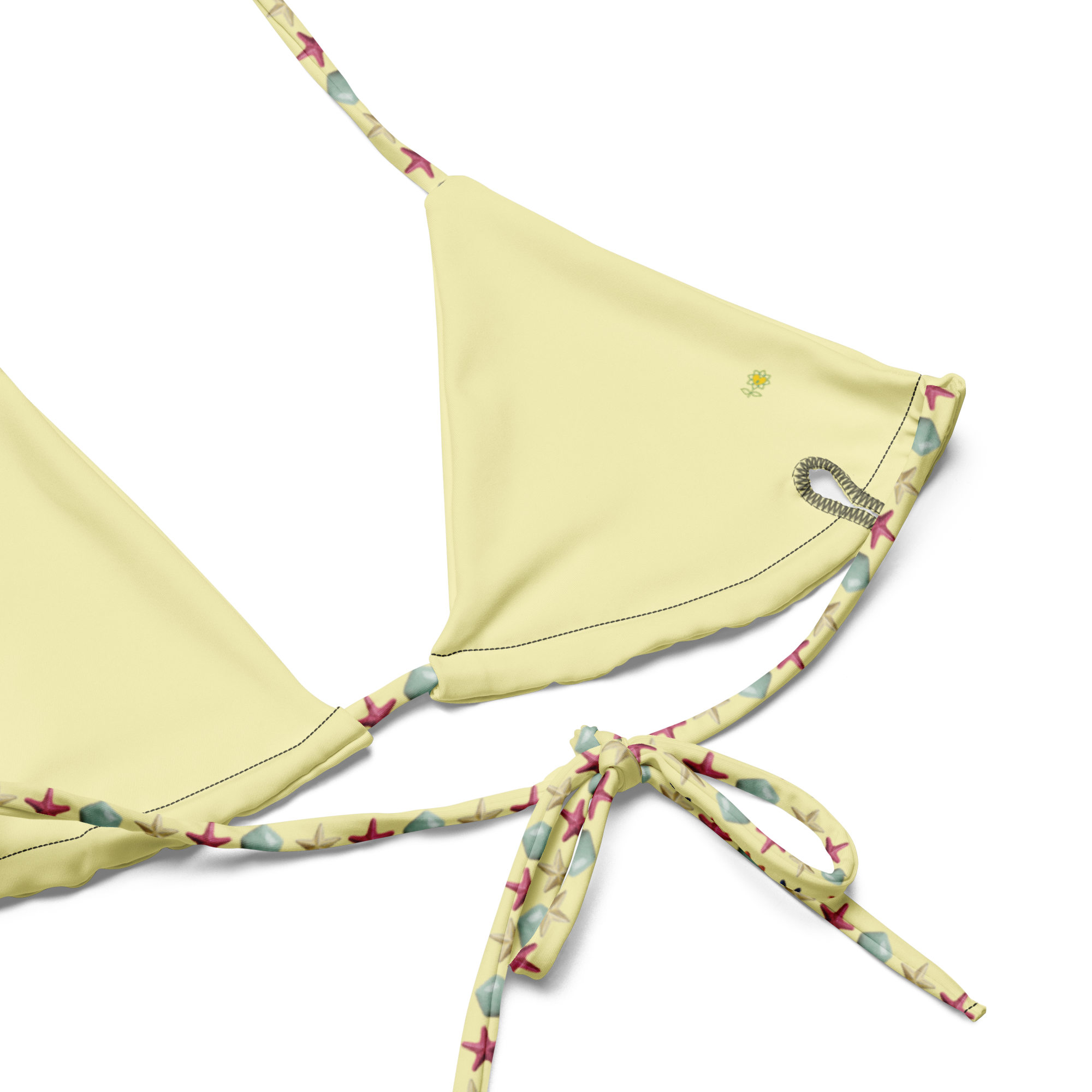 Starfish Yellow All-over print recycled string bikini - Alivwood