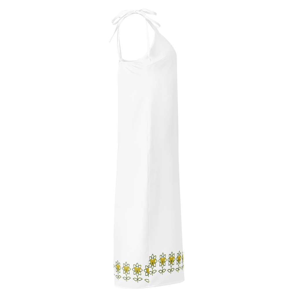 FlowerBottom White Tie-strap midi dress - Alivwood