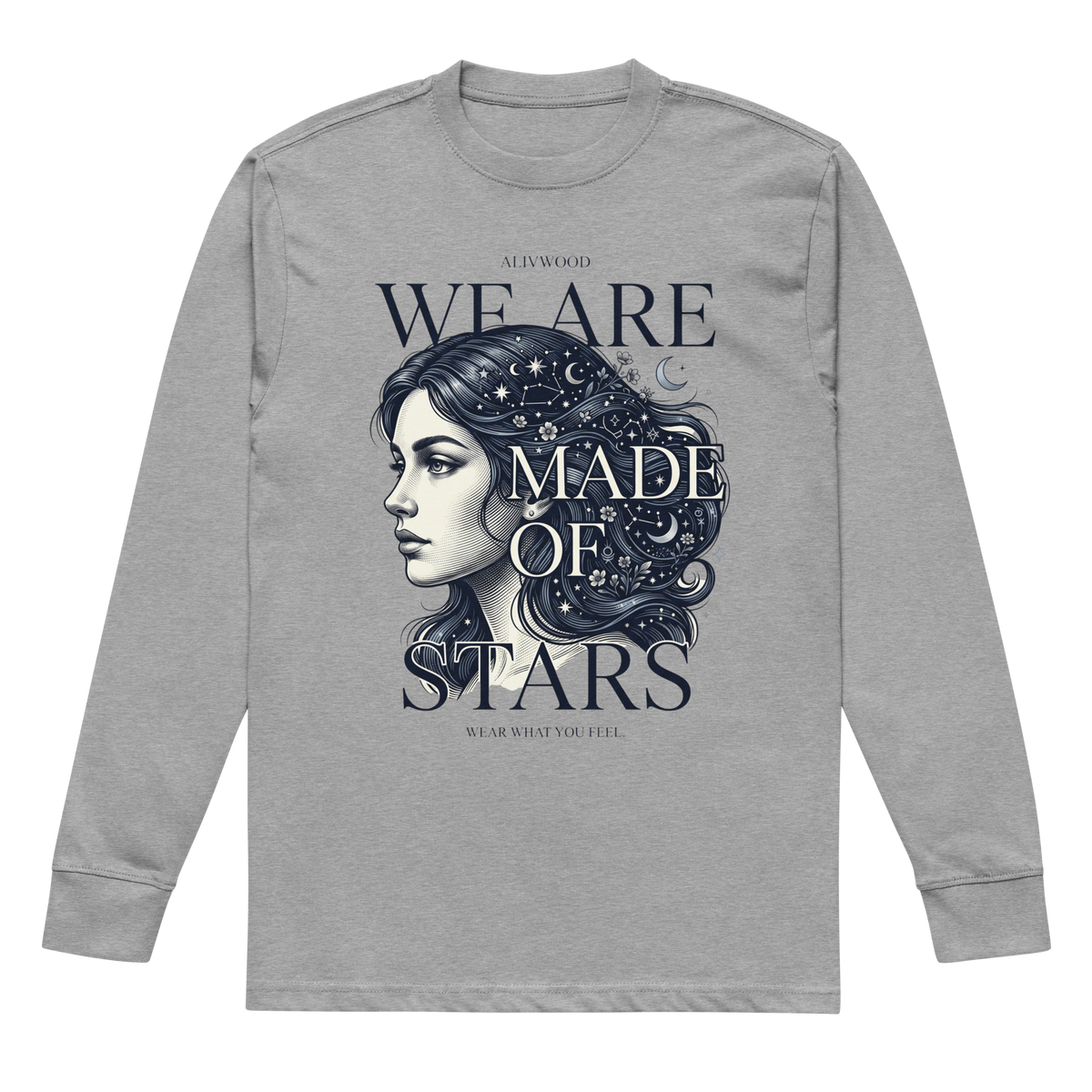 We are made of Stars heavyweight long sleeve t-shirt - Alivwood