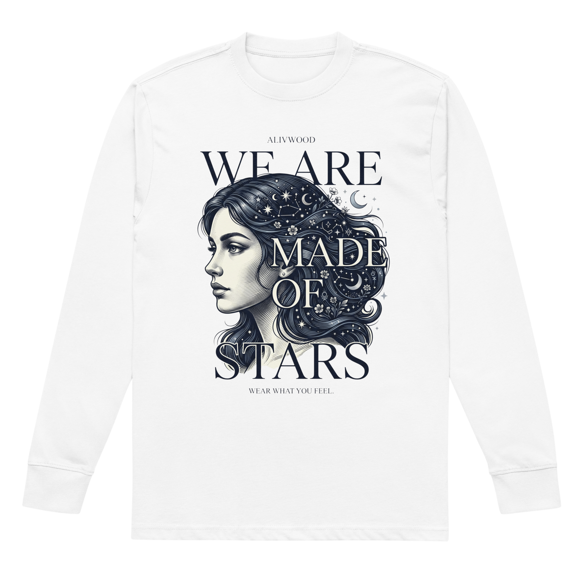 We are made of Stars heavyweight long sleeve t-shirt - Alivwood