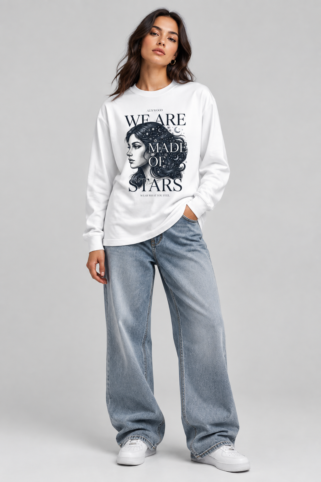 We are made of Stars heavyweight long sleeve t-shirt - Alivwood