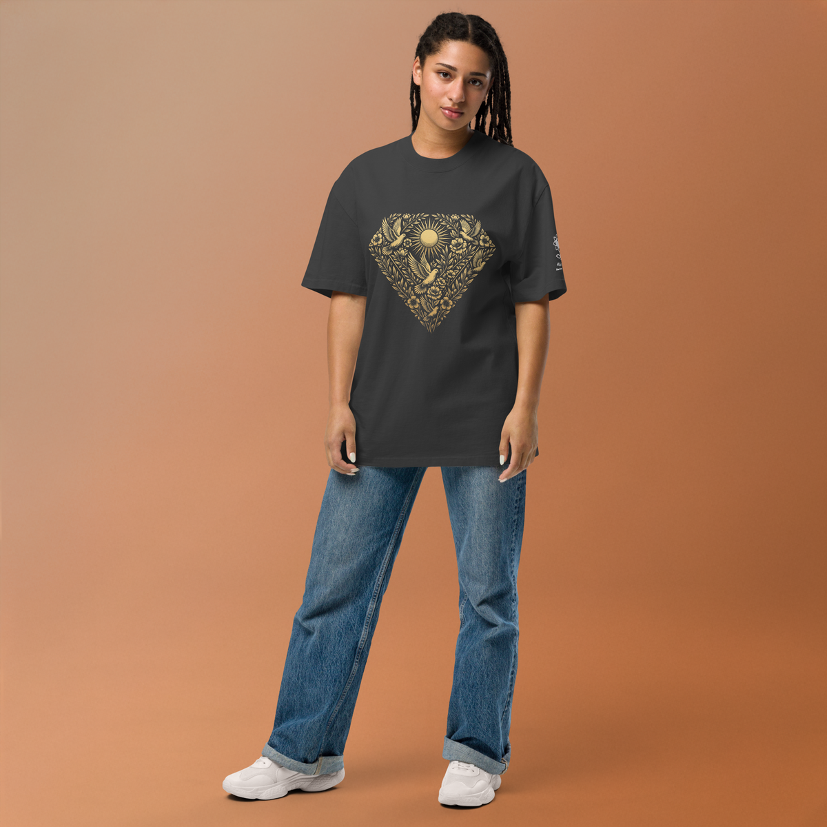 Peace is the new luxury diamond Oversized faded t-shirt - Alivwood