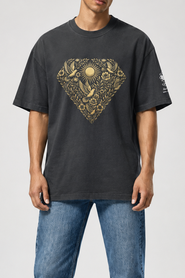 Peace is the new luxury diamond Oversized faded t-shirt