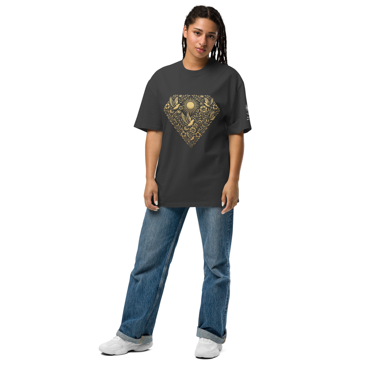 Peace is the new luxury diamond Oversized faded t-shirt - Alivwood