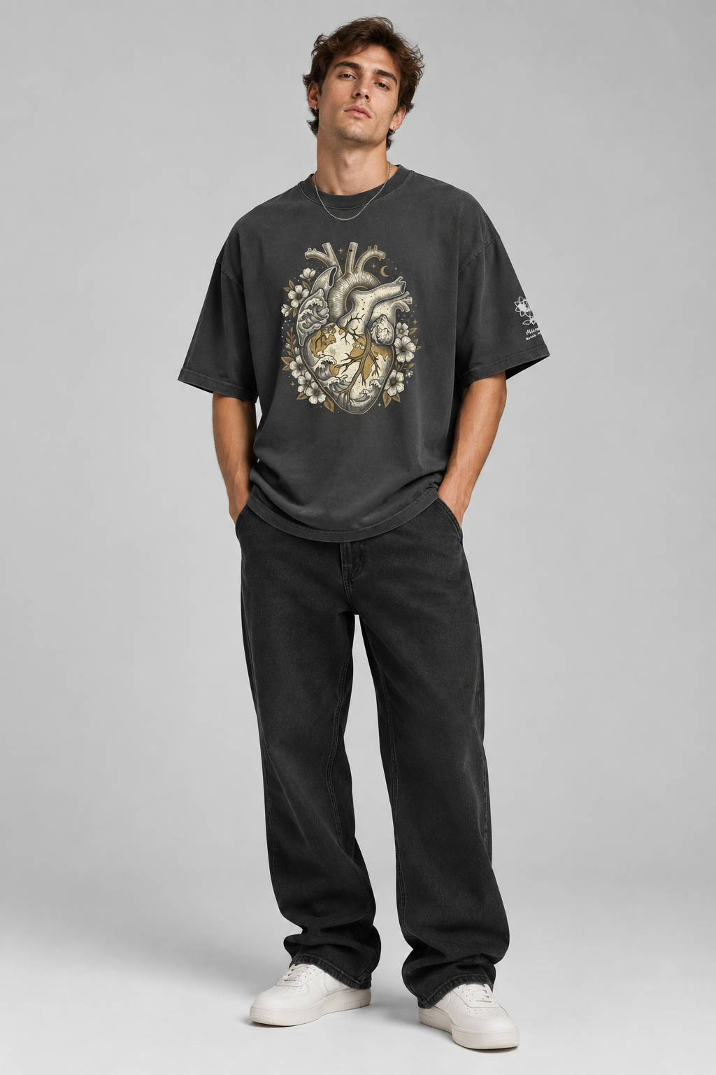 Wild heart atlas Oversized faded t-shirt - Alivwood