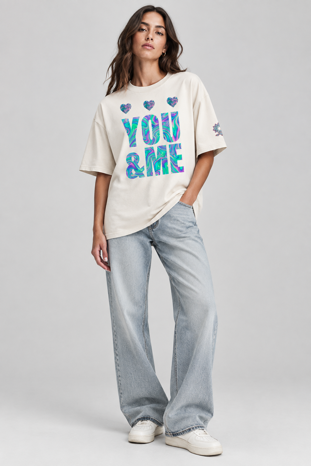 You & Me Oversized faded t-shirt - Alivwood
