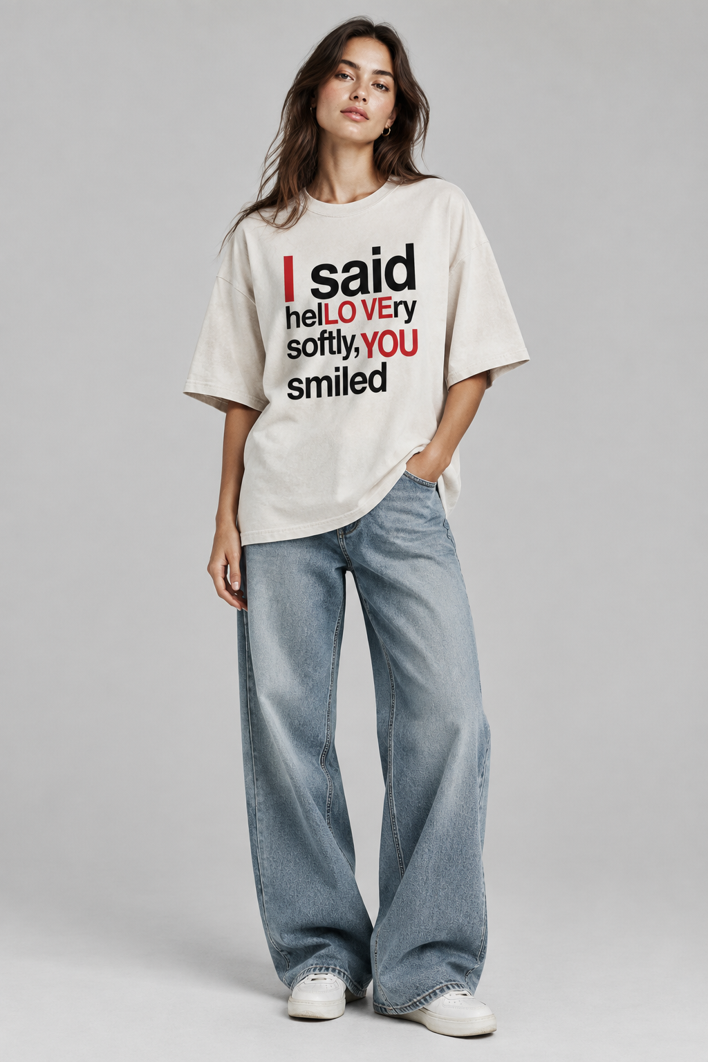I LOVE YOU Oversized faded t-shirt - Alivwood