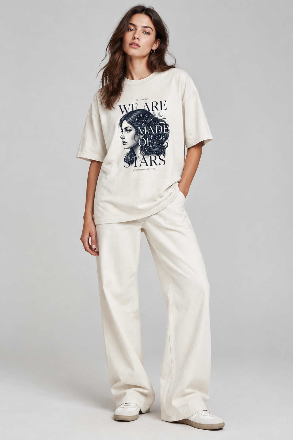 We are made of Stars Oversized faded t-shirt - Alivwood