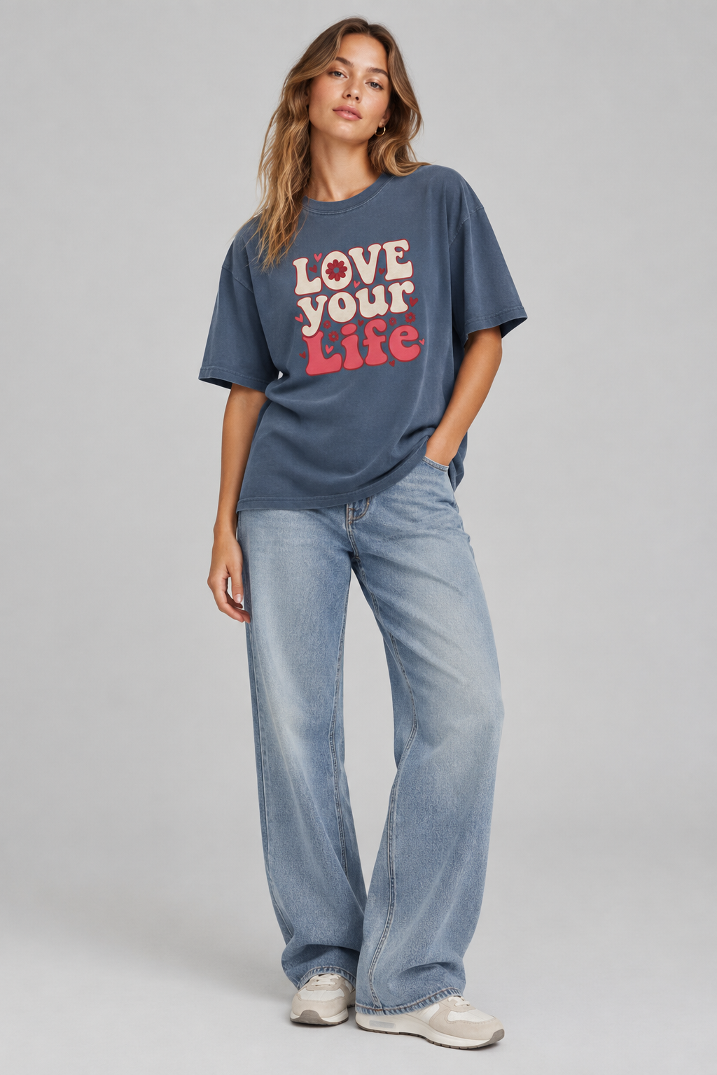 Love your life Oversized faded t-shirt - Alivwood