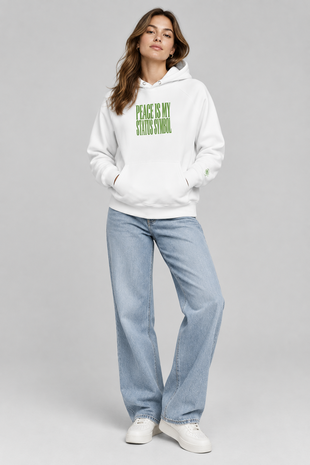 Peace is my status symbol embroidery Unisex eco raglan hoodie