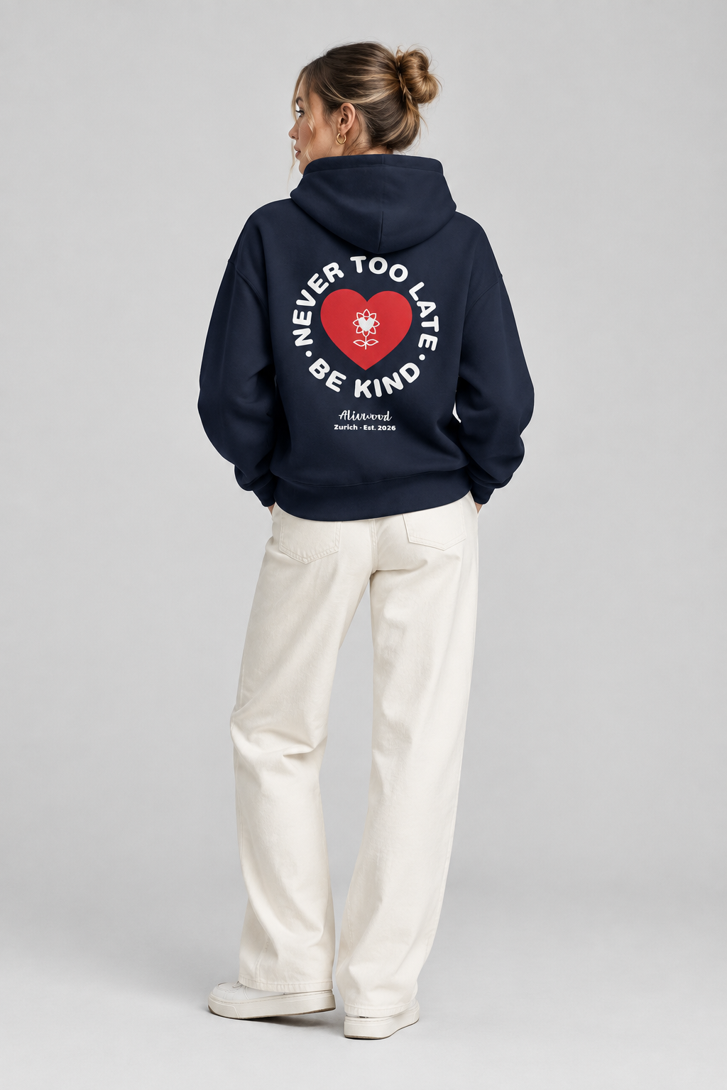 Never too late Embroidery Unisex essential eco hoodie