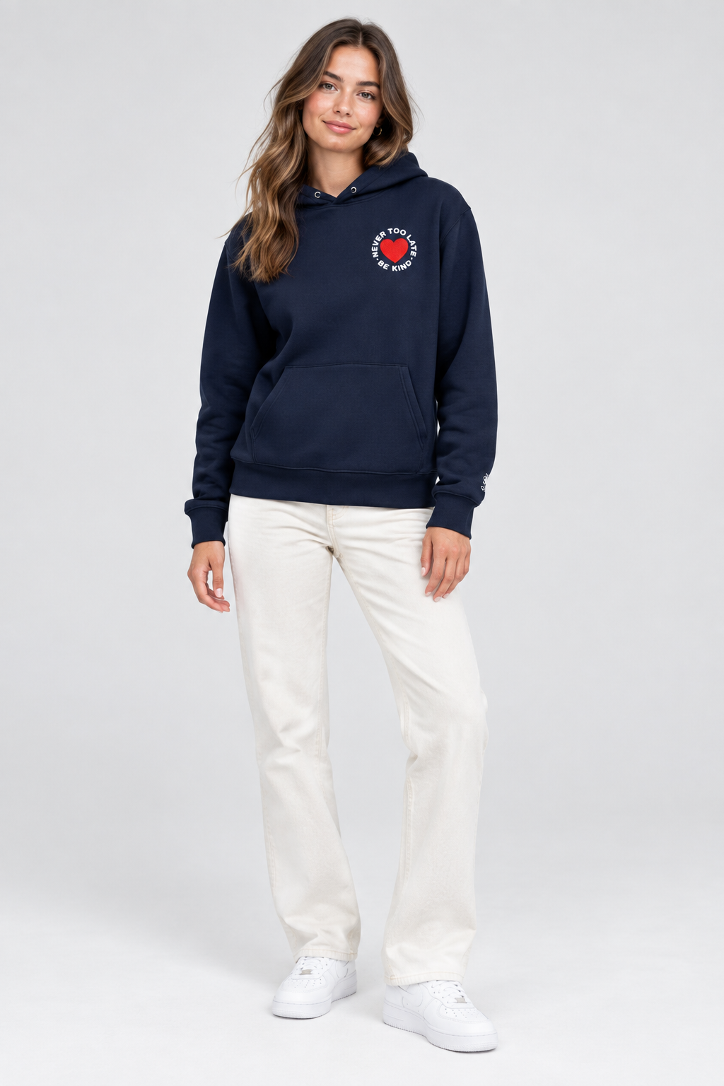 Never too late Embroidery Unisex essential eco hoodie