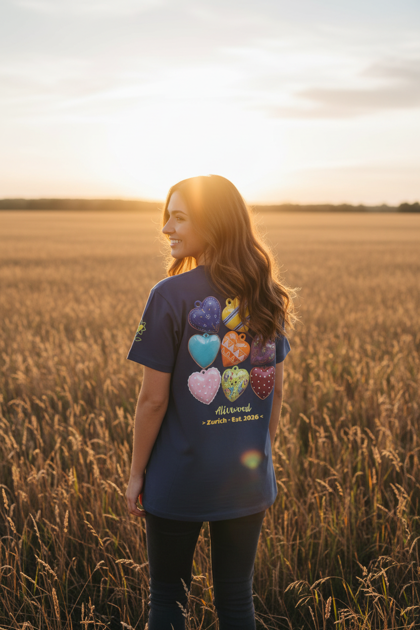 Hearts Home decor unisex garment-dyed pocket T-shirt with chest pocket and heart graphic on the back