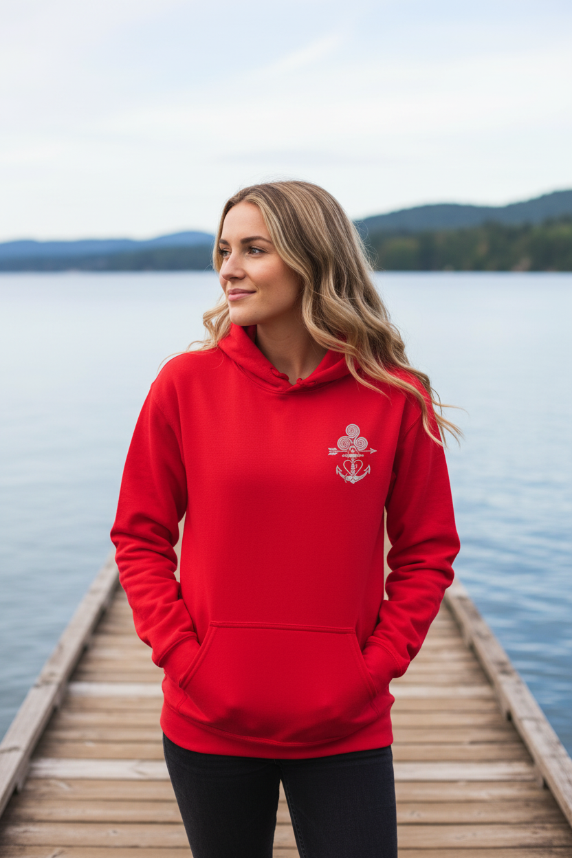 Tatoo AnchorArrowTriskelionHeart Embroidery Unisex Hoodie