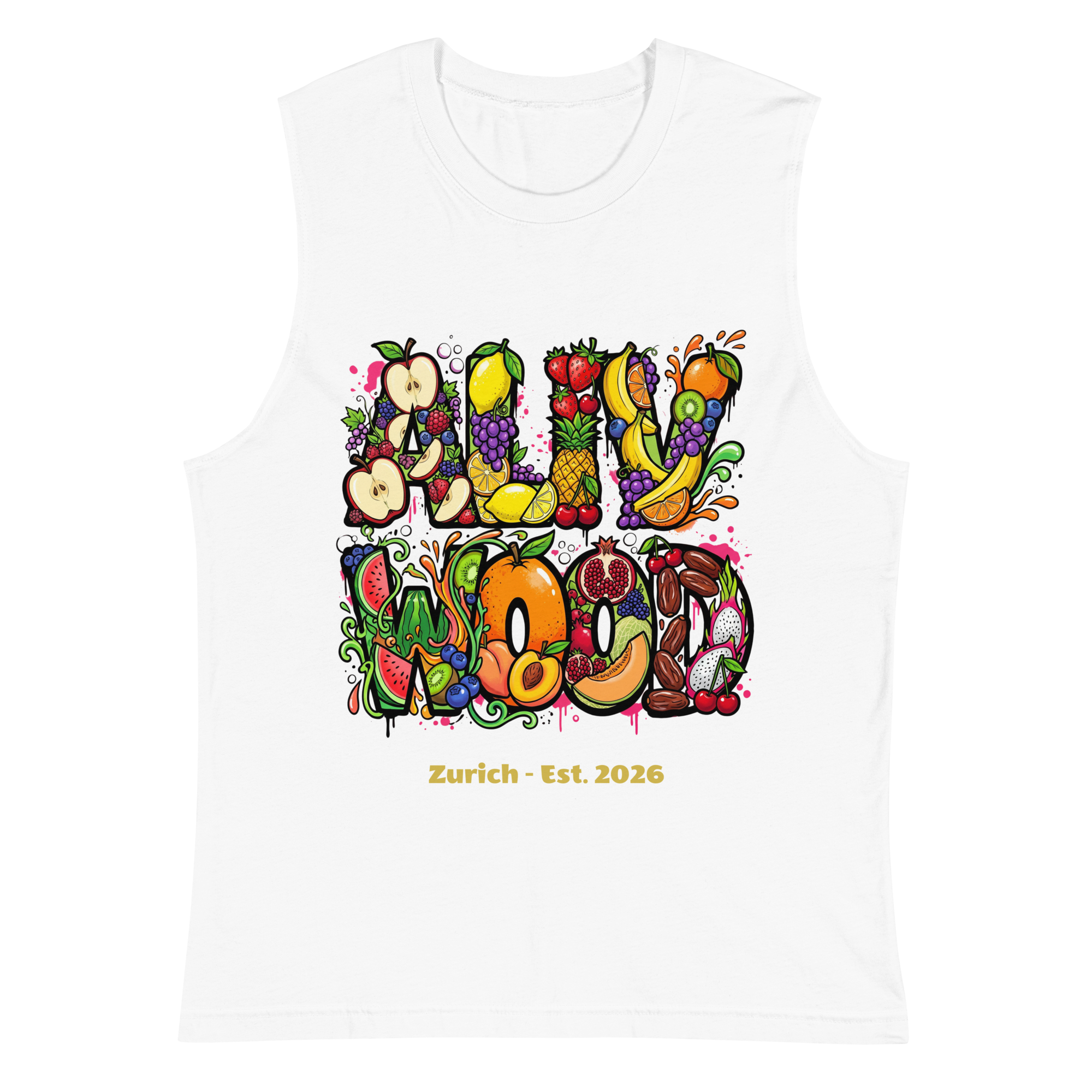 Alivwood logo made with fruit Muscle Shirt - Alivwood