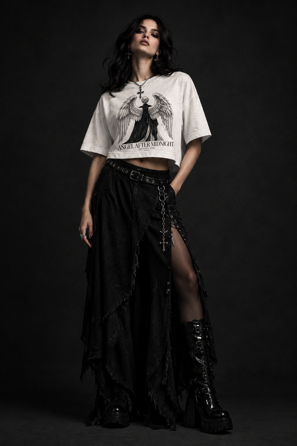 Angel after midnight Women’s garment dye cropped tee - Alivwood