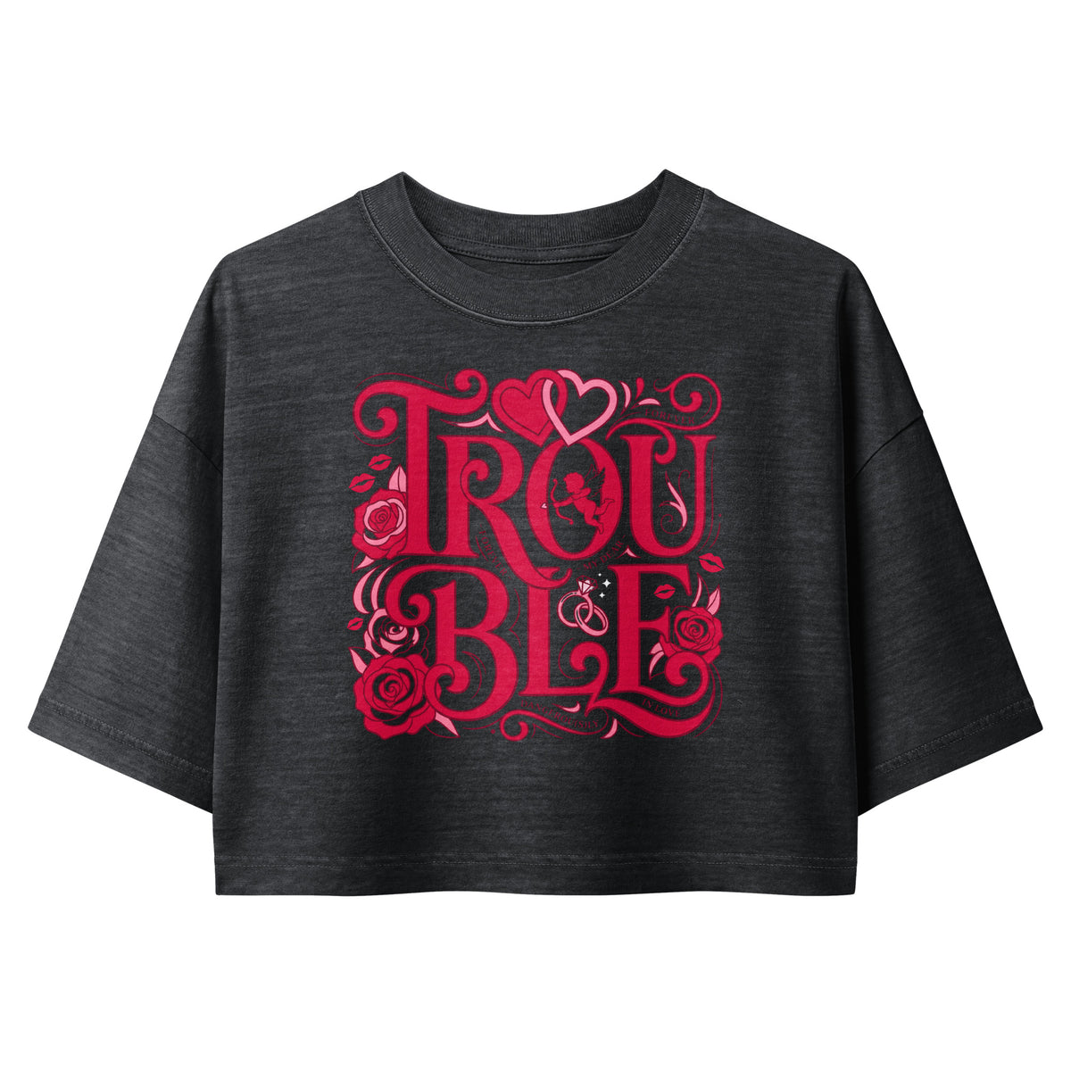 Trouble Women’s garment dye cropped tee - Alivwood