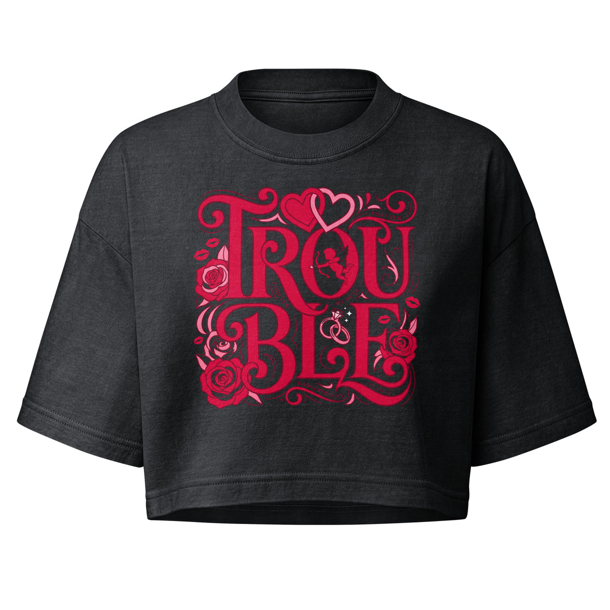 Trouble Women’s garment dye cropped tee - Alivwood