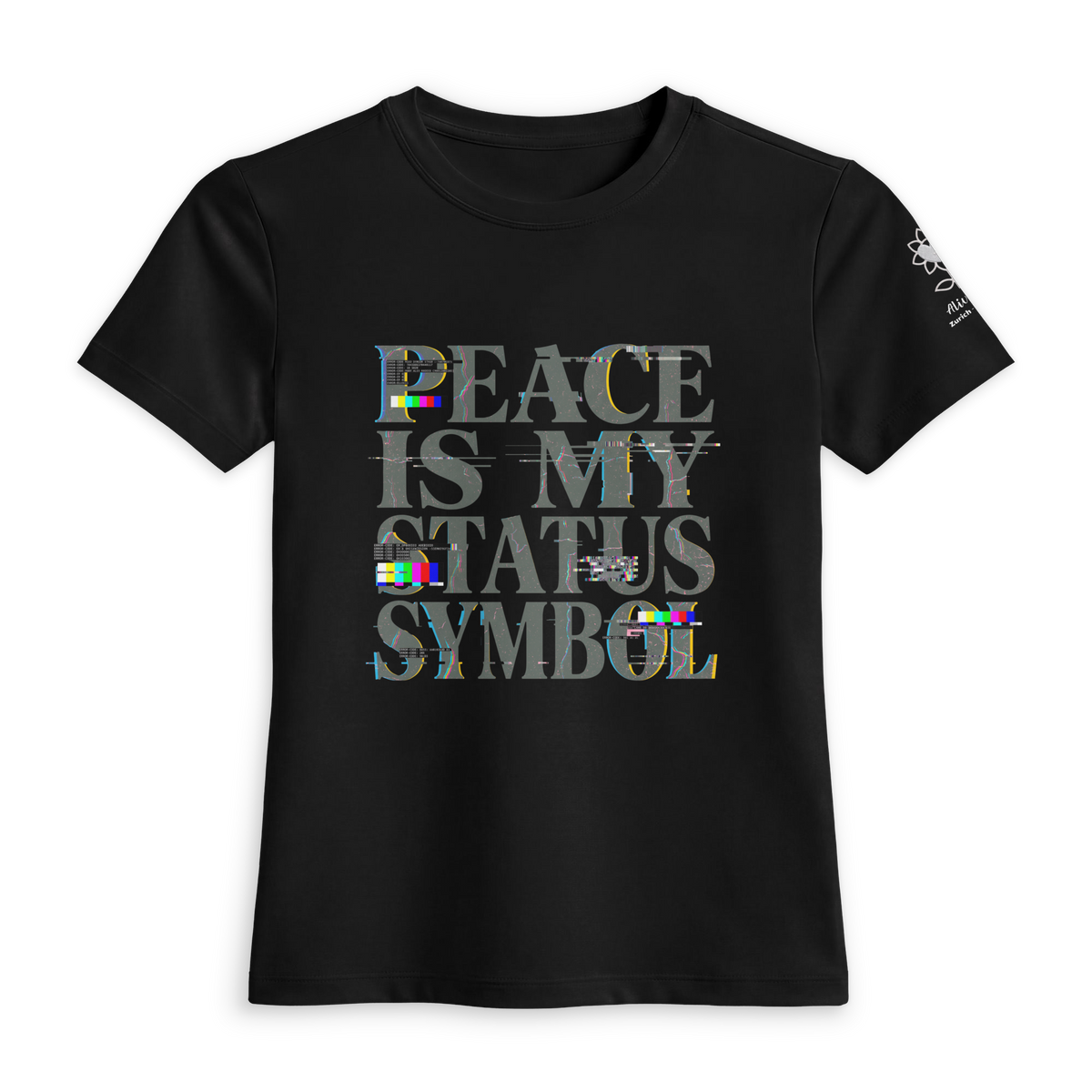 Peace is my status glitch Women's luxe fitted tee - Alivwood