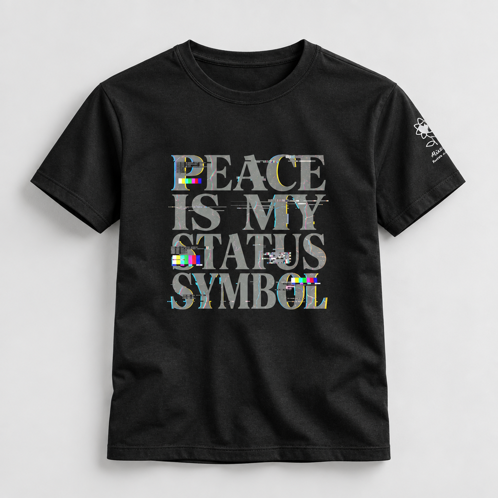 Peace is my status glitch Women's luxe fitted tee - Alivwood