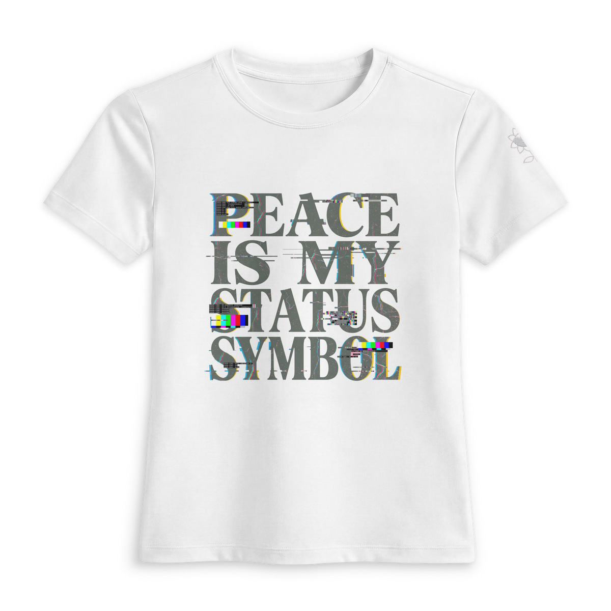 Peace is my status glitch Women's luxe fitted tee - Alivwood