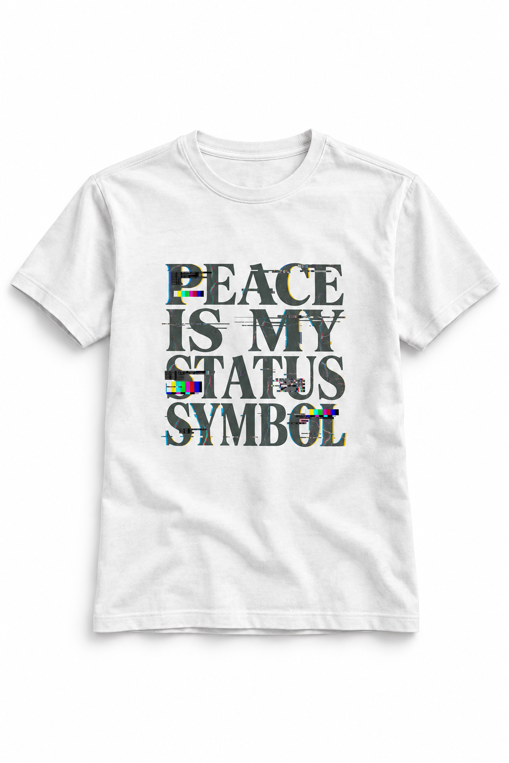 Peace is my status glitch Women's luxe fitted tee - Alivwood