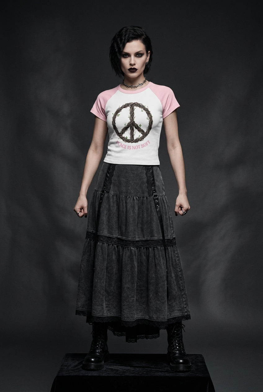 Peace is not soft Women’s micro rib raglan baby tee