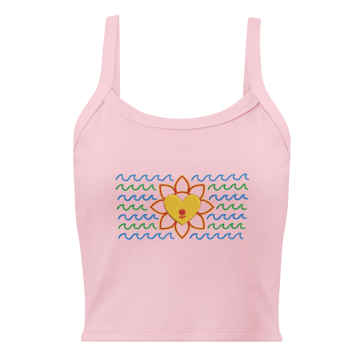 Flower and waves Women’s micro-rib tank top - Alivwood