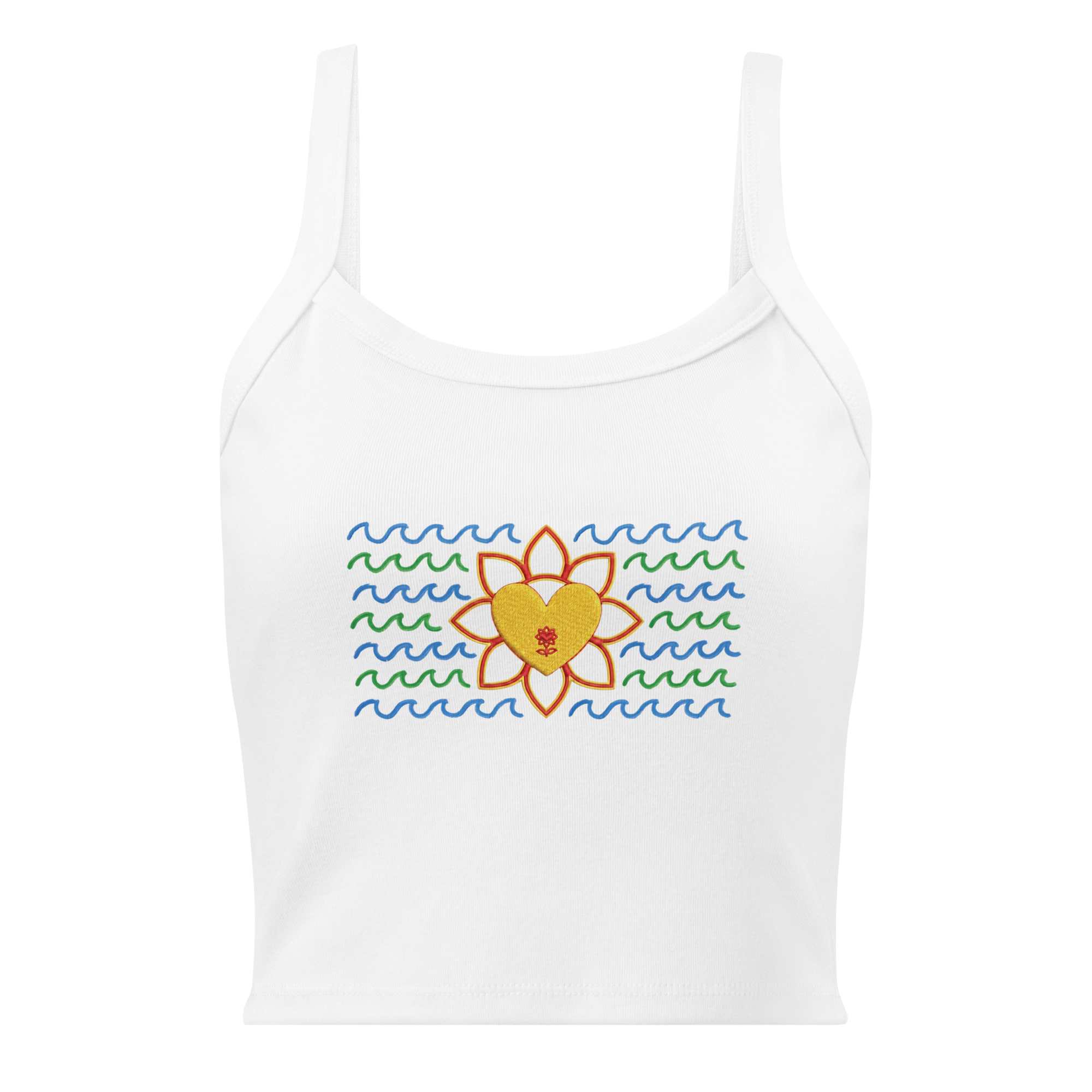Flower and waves Women’s micro-rib tank top - Alivwood