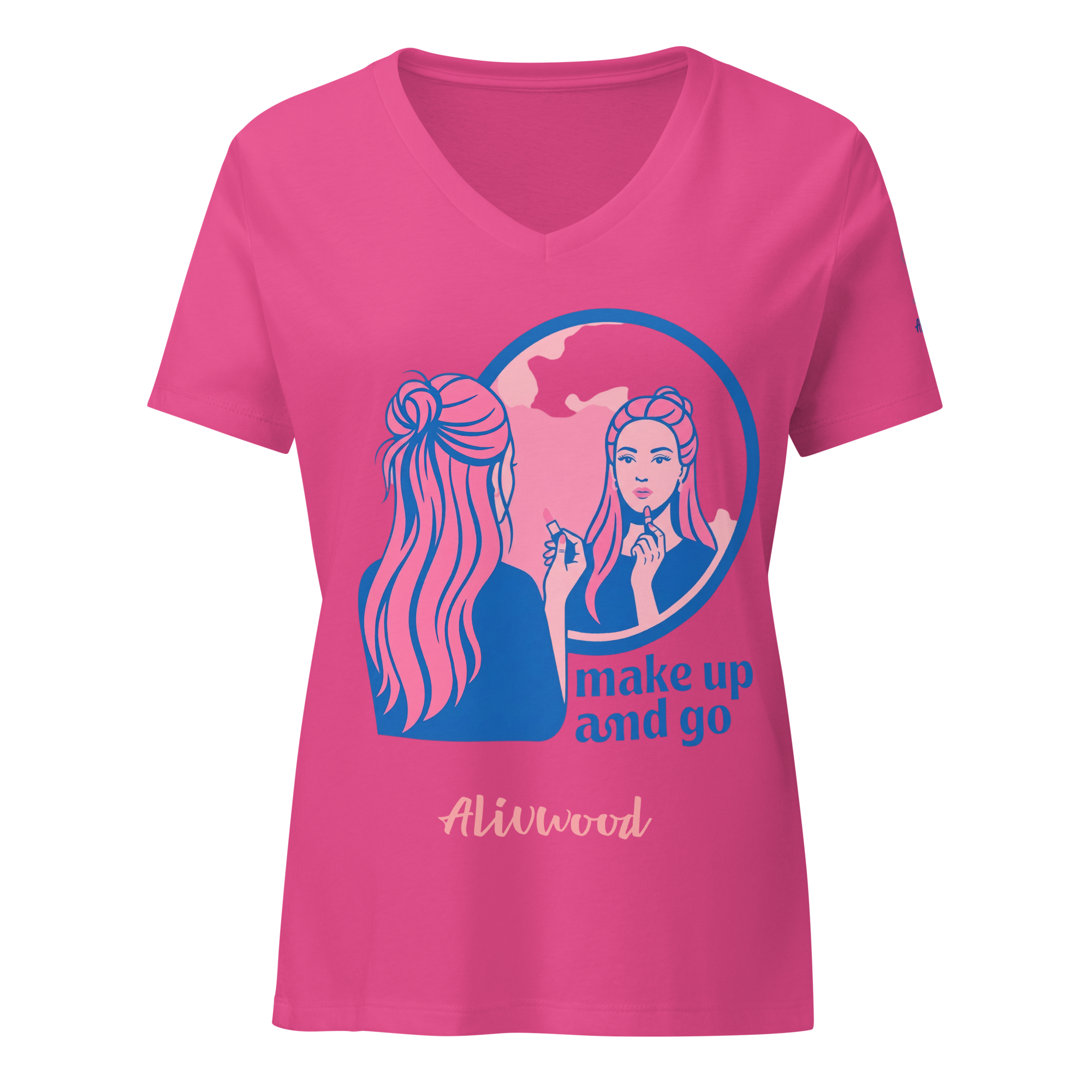Makeup and Go Women’s relaxed v-neck t-shirt - Alivwood