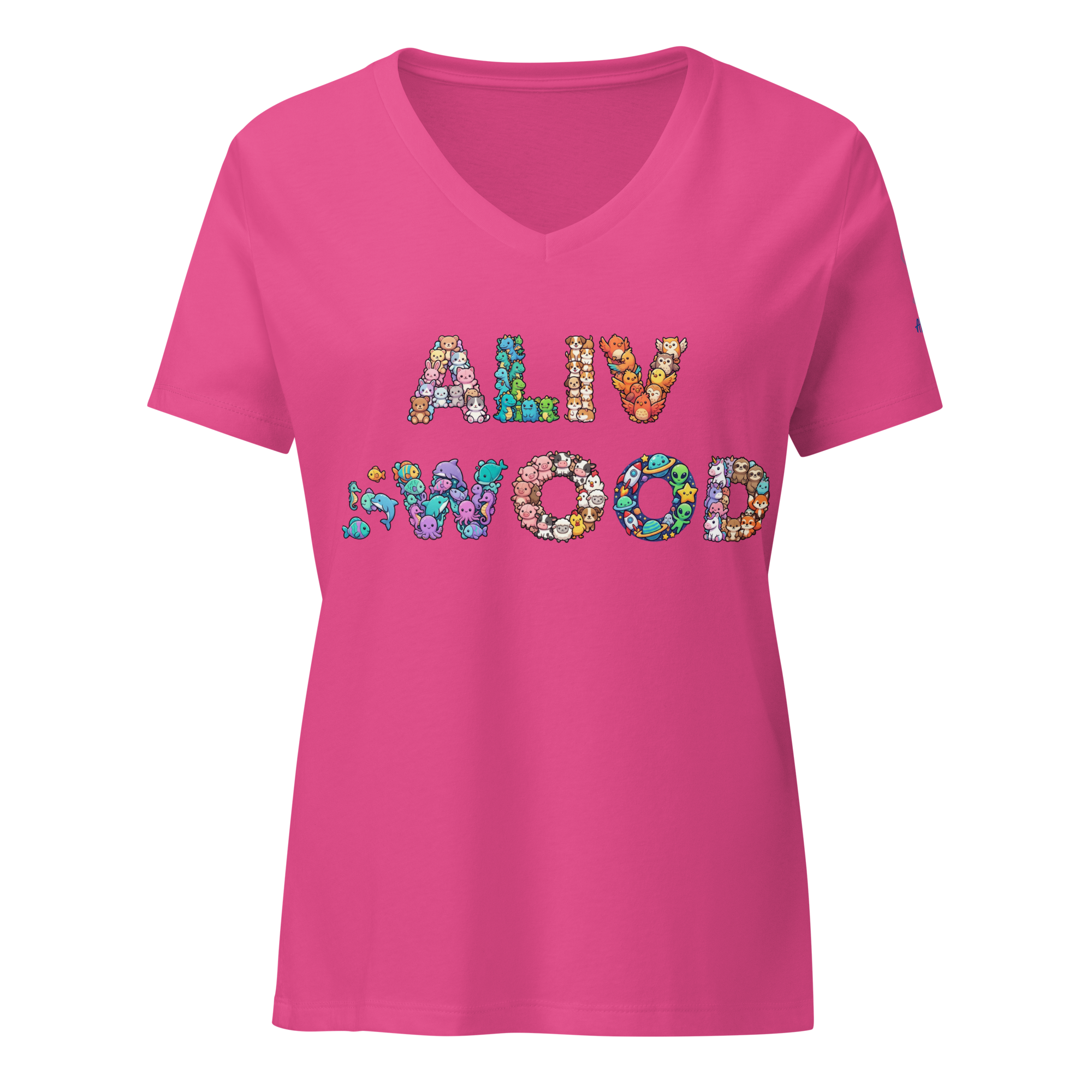Alivwood Logo Plushies Women’s relaxed v-neck t-shirt - Alivwood