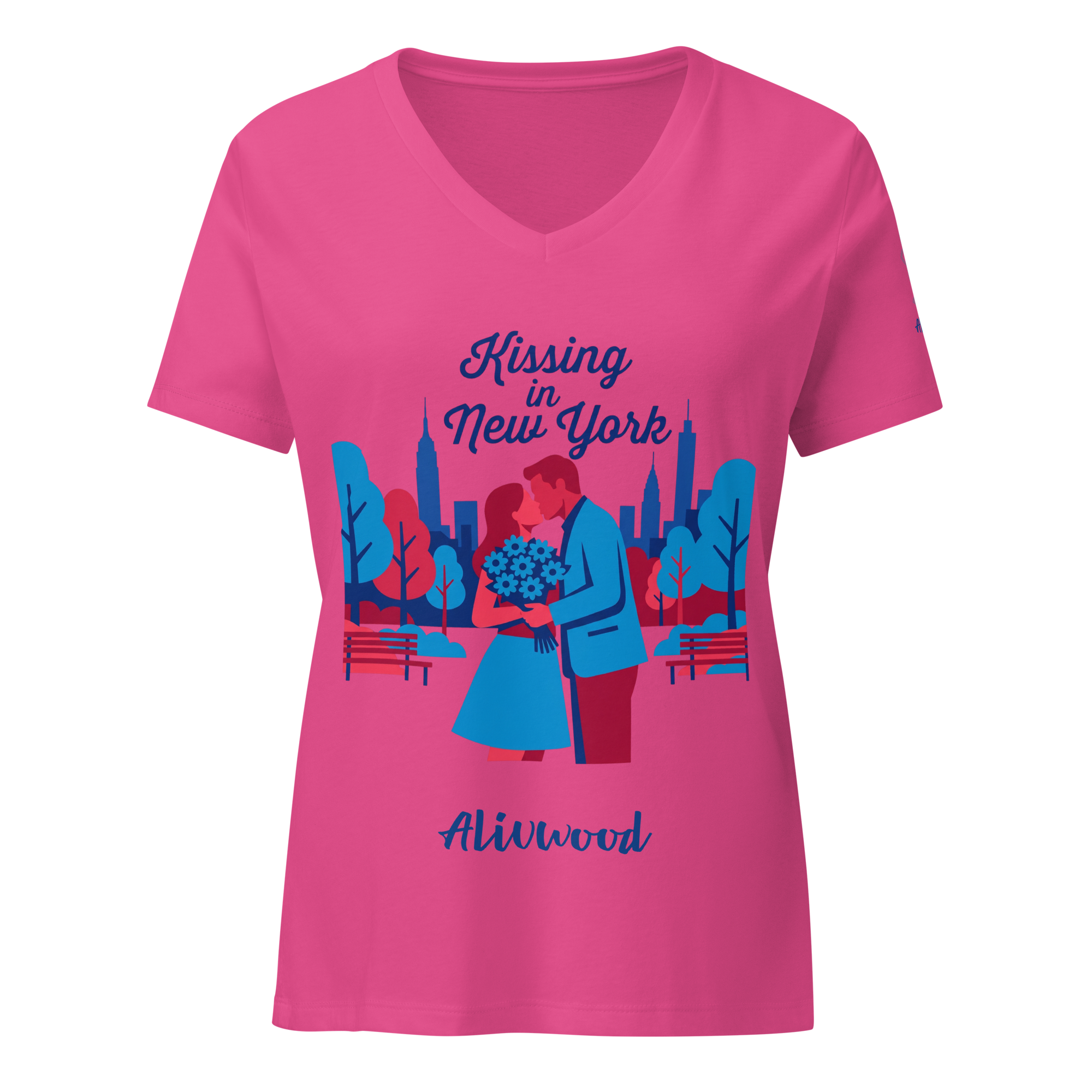 Kissing in New York Women’s relaxed v-neck t-shirt - Alivwood