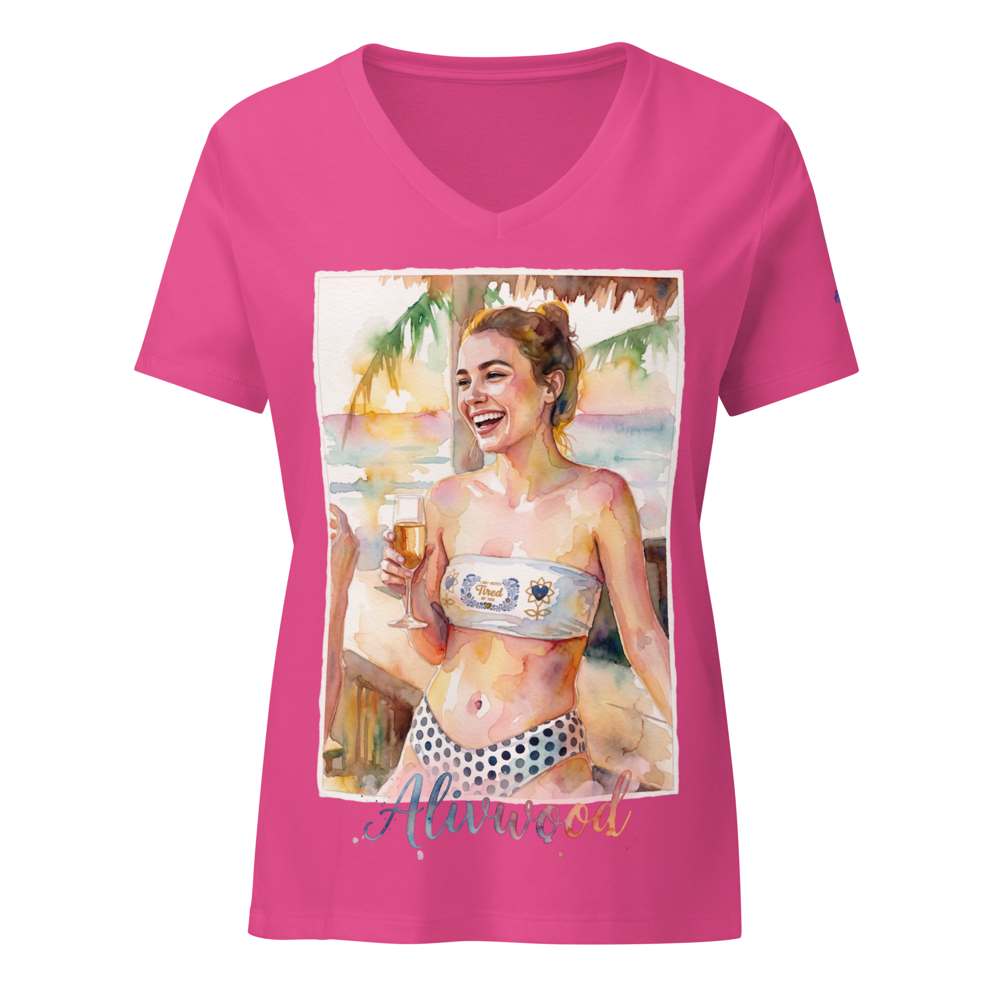 Girl Laughing at bar Women’s relaxed v-neck t-shirt - Alivwood
