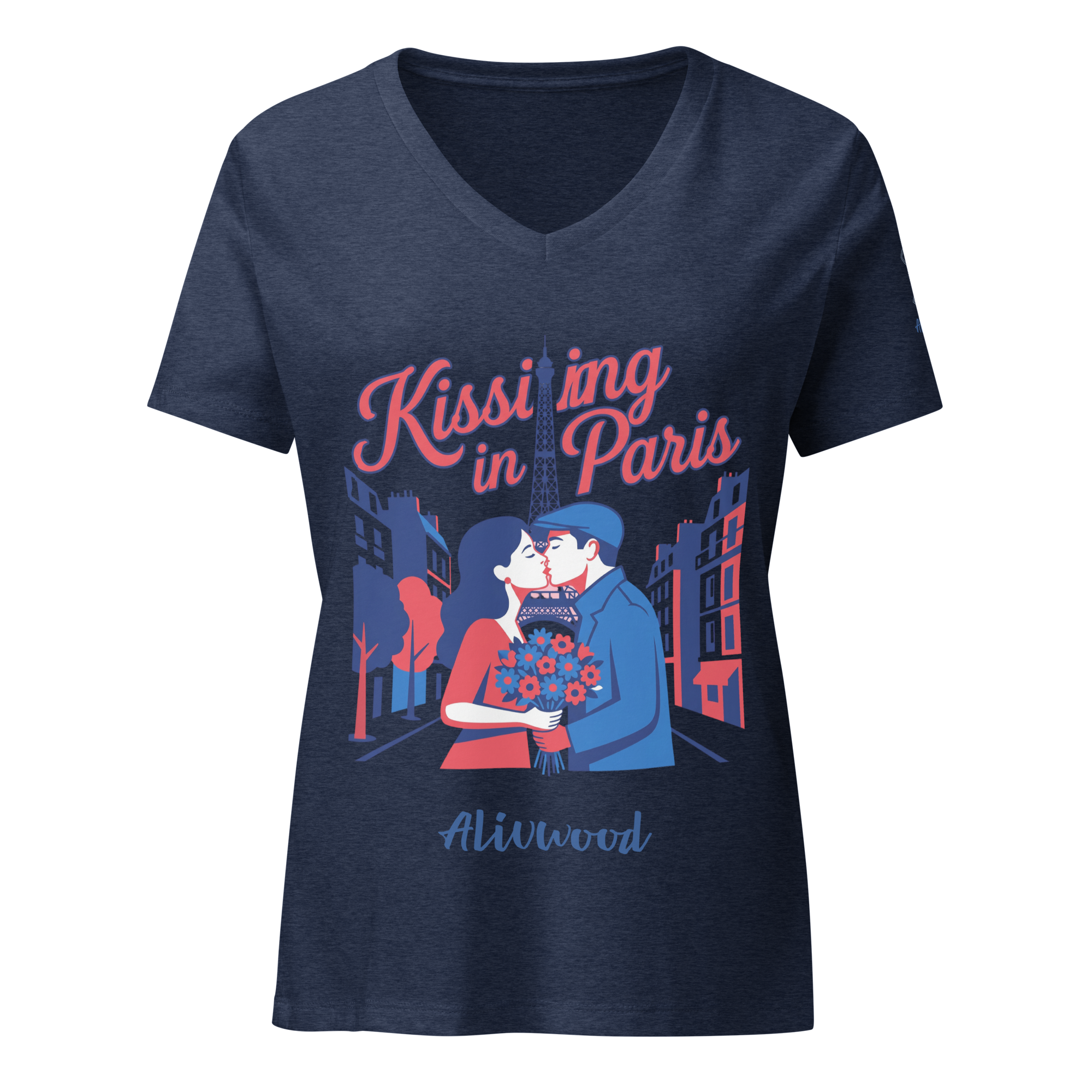 Kissing in Paris Women’s relaxed v-neck t-shirt - Alivwood