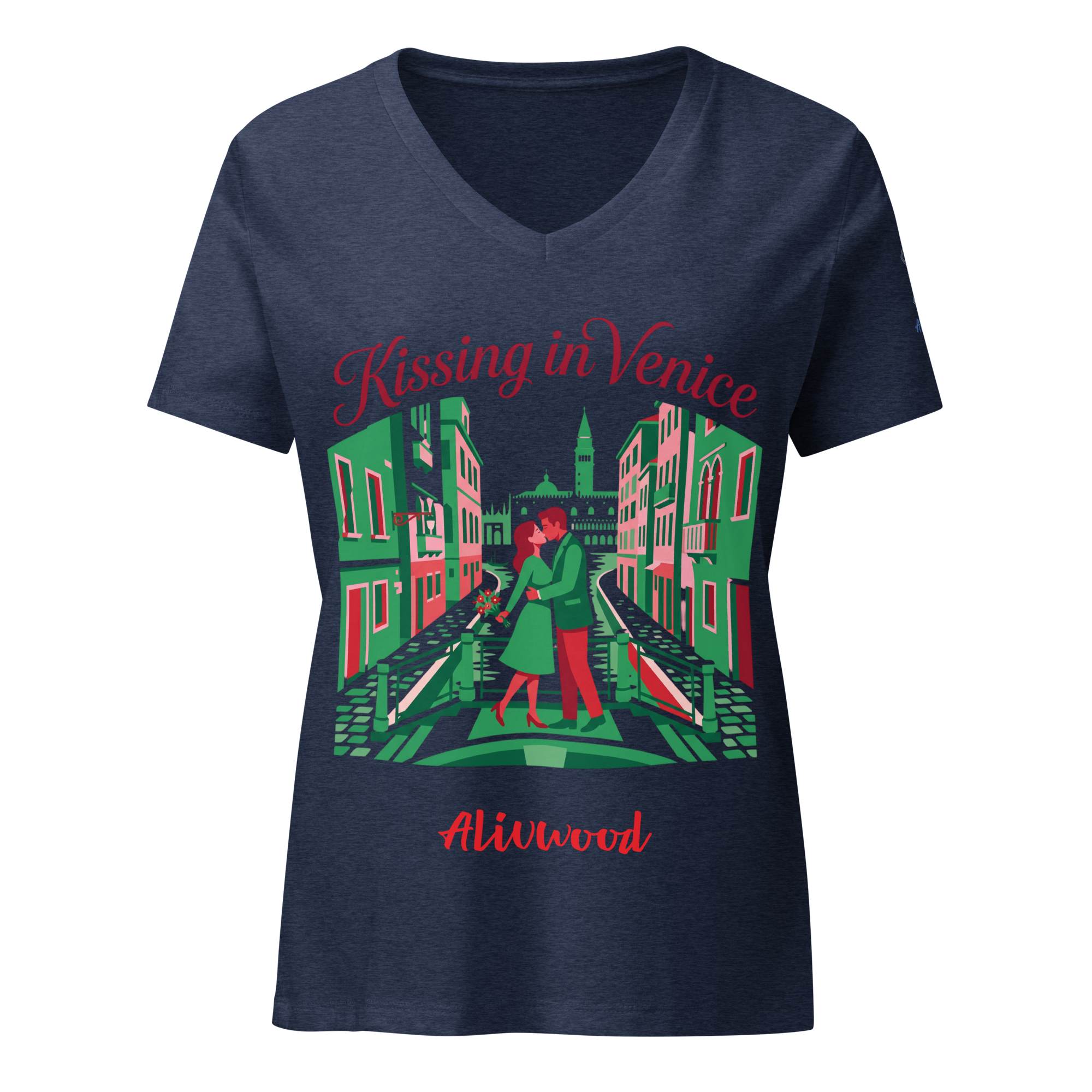 Kissing in Venice Women’s relaxed v-neck t-shirt - Alivwood