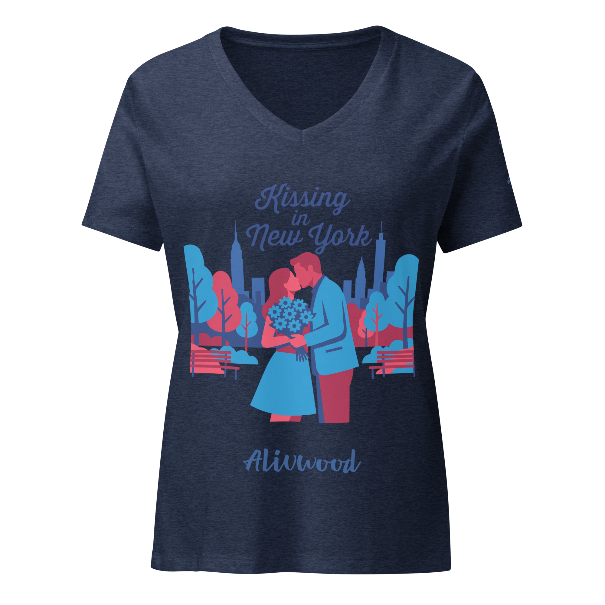 Kissing in New York Women’s relaxed v-neck t-shirt - Alivwood