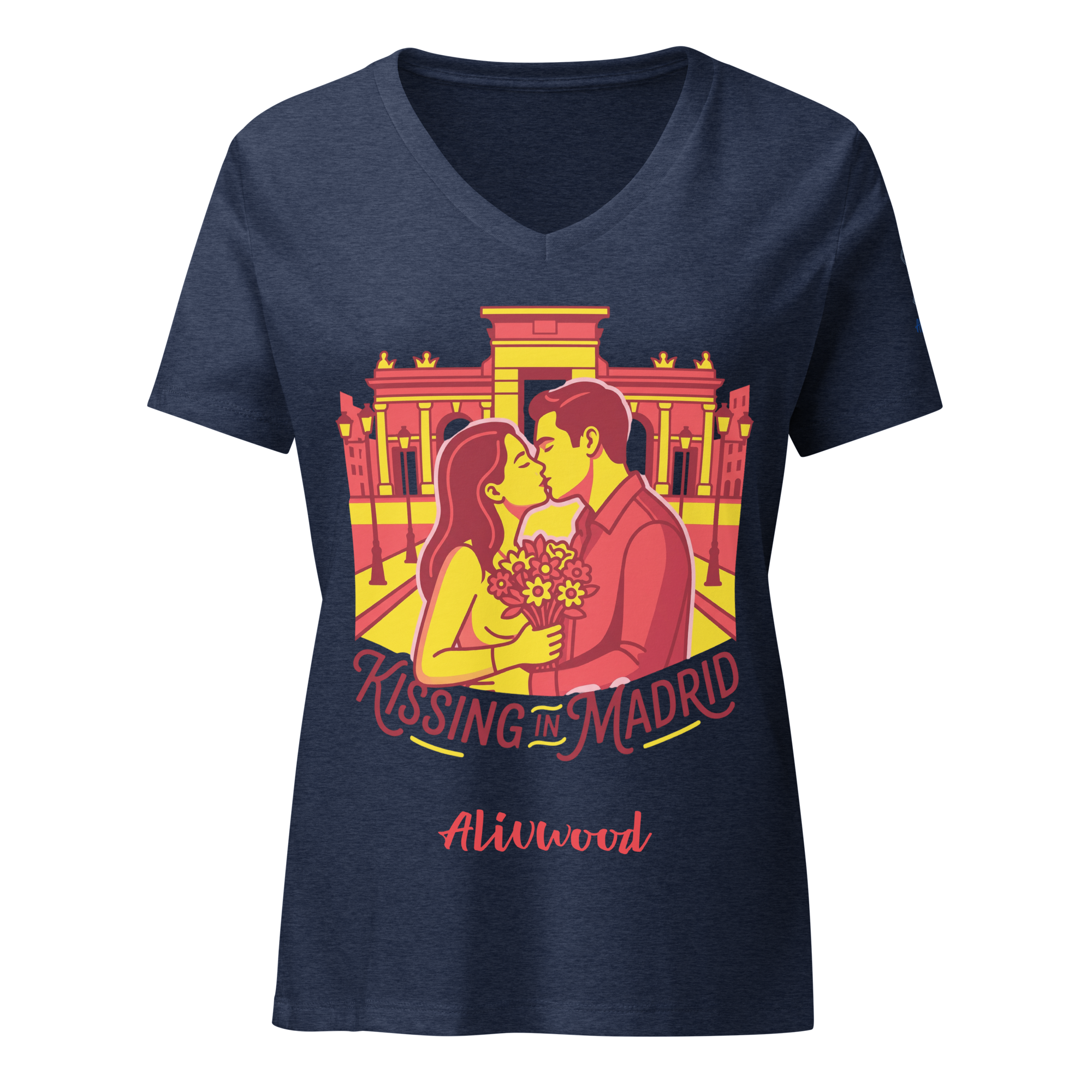 Kissing in Madrid Women’s relaxed v-neck t-shirt - Alivwood
