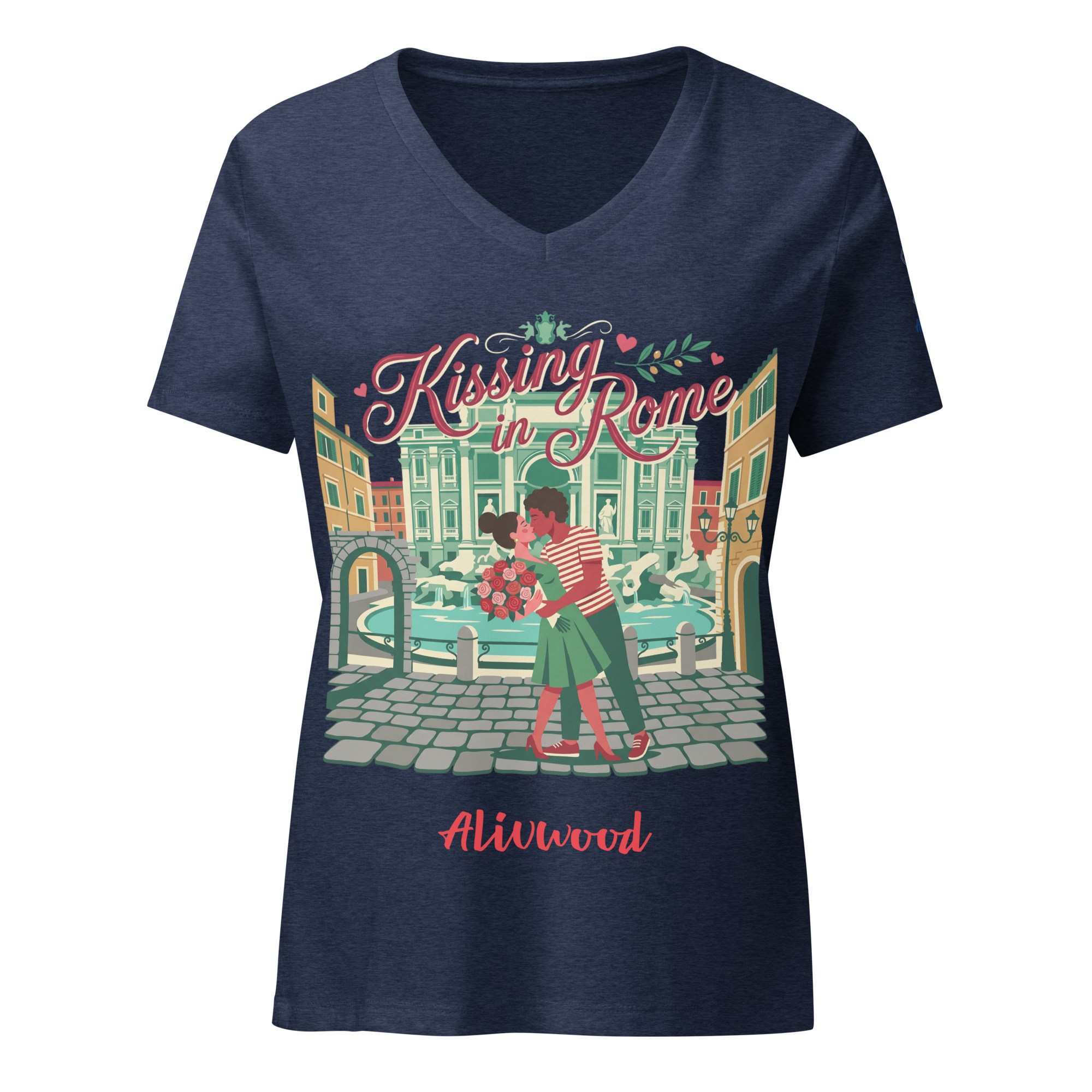 Kissing in Rome Women’s relaxed v-neck t-shirt - Alivwood