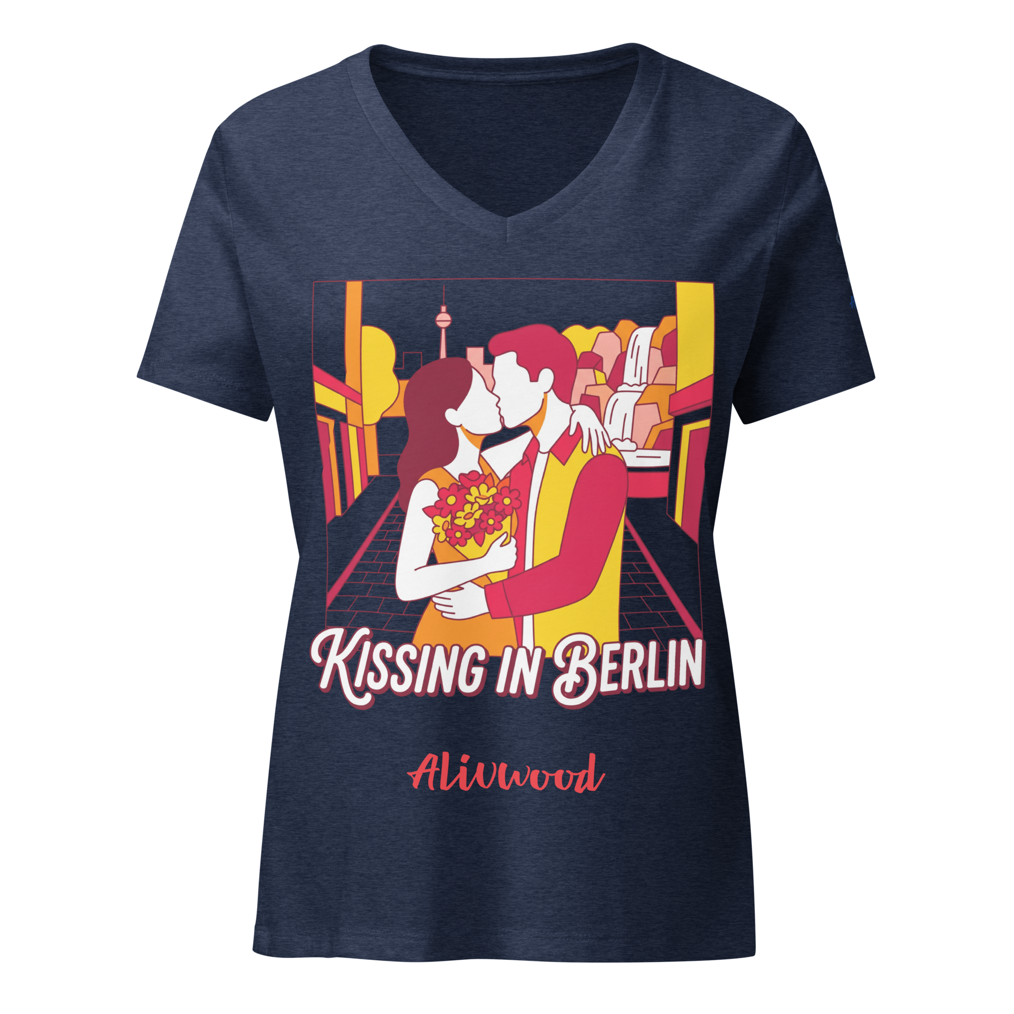 Kissing in Berlin Women’s relaxed v-neck t-shirt - Alivwood