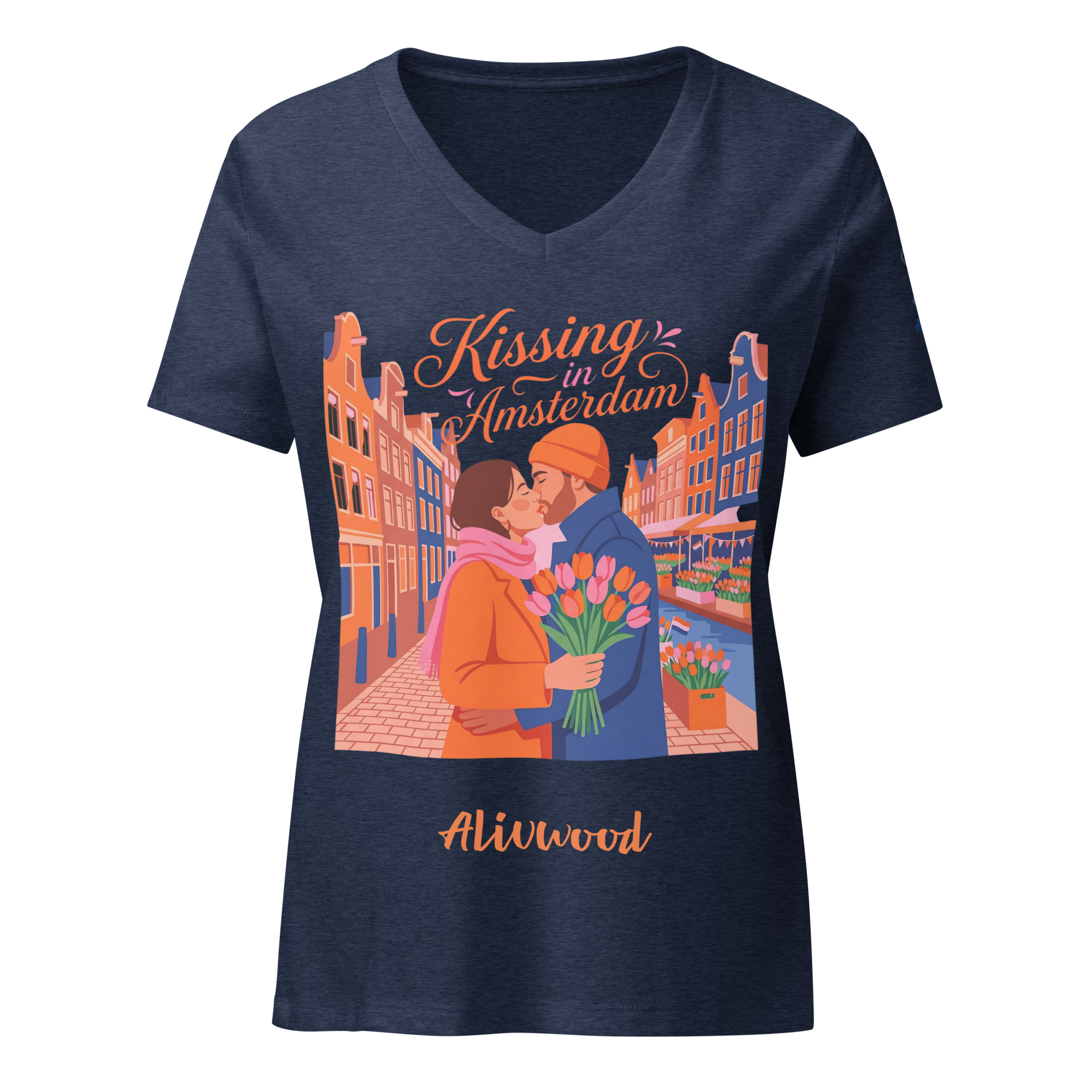 Kissing in Amsterdam Women’s relaxed v-neck t-shirt - Alivwood