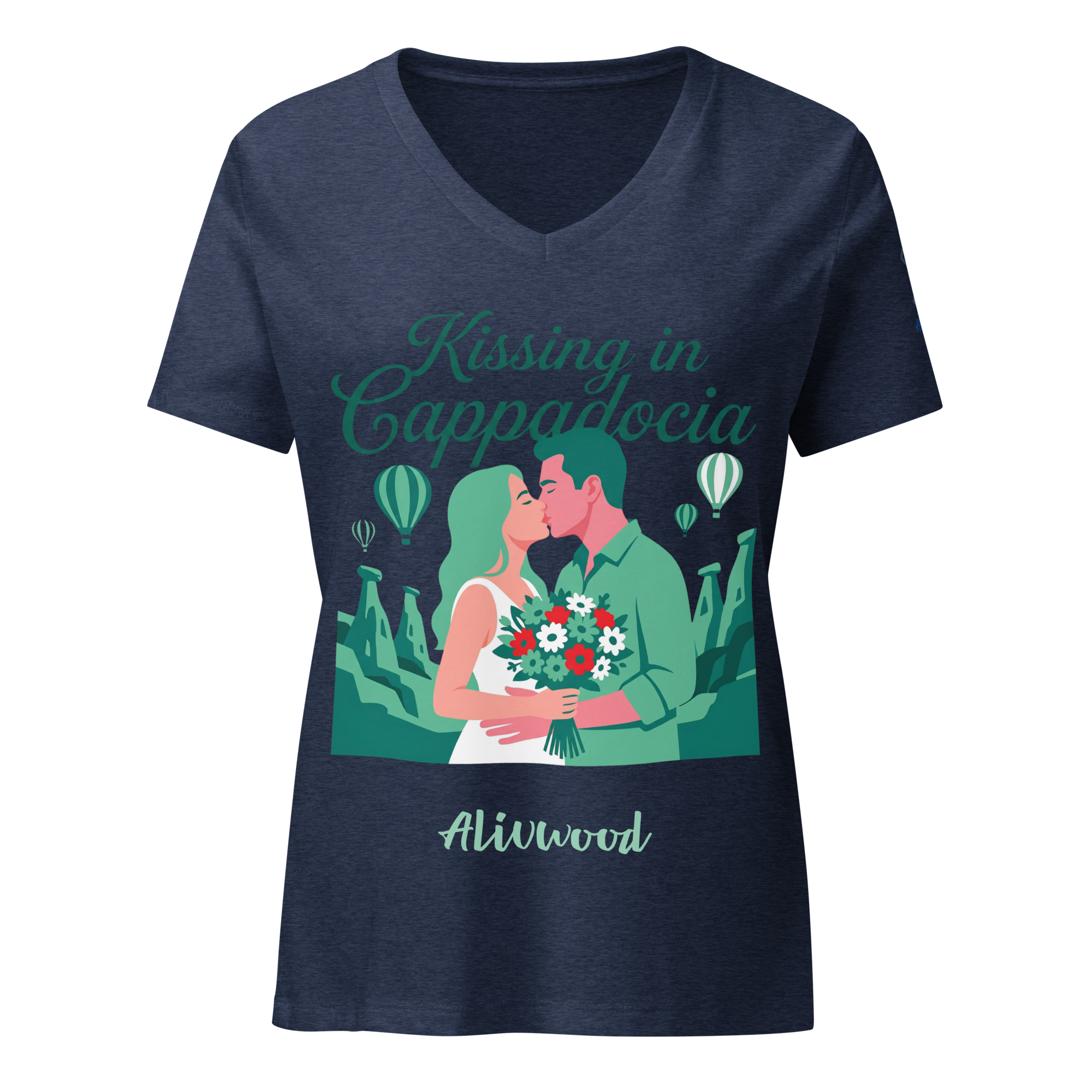 Kissing in Cappadocia Women’s relaxed v-neck t-shirt - Alivwood