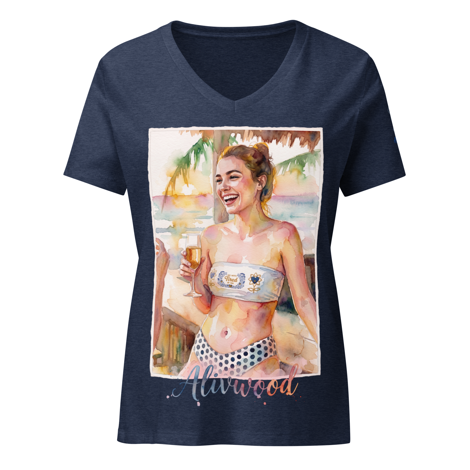 Girl Laughing at bar Women’s relaxed v-neck t-shirt - Alivwood