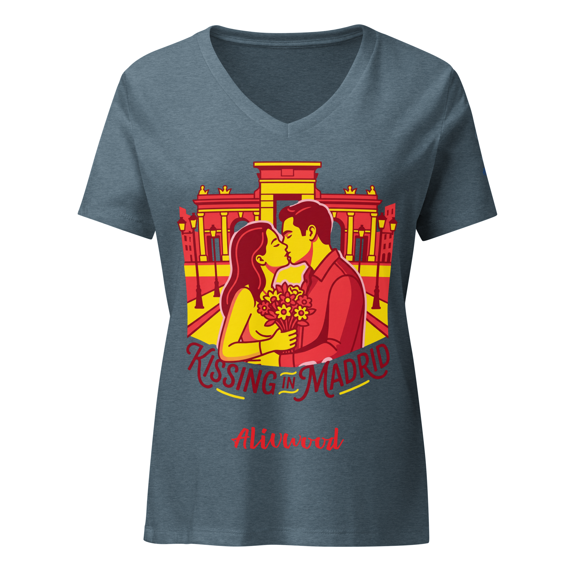 Kissing in Madrid Women’s relaxed v-neck t-shirt - Alivwood