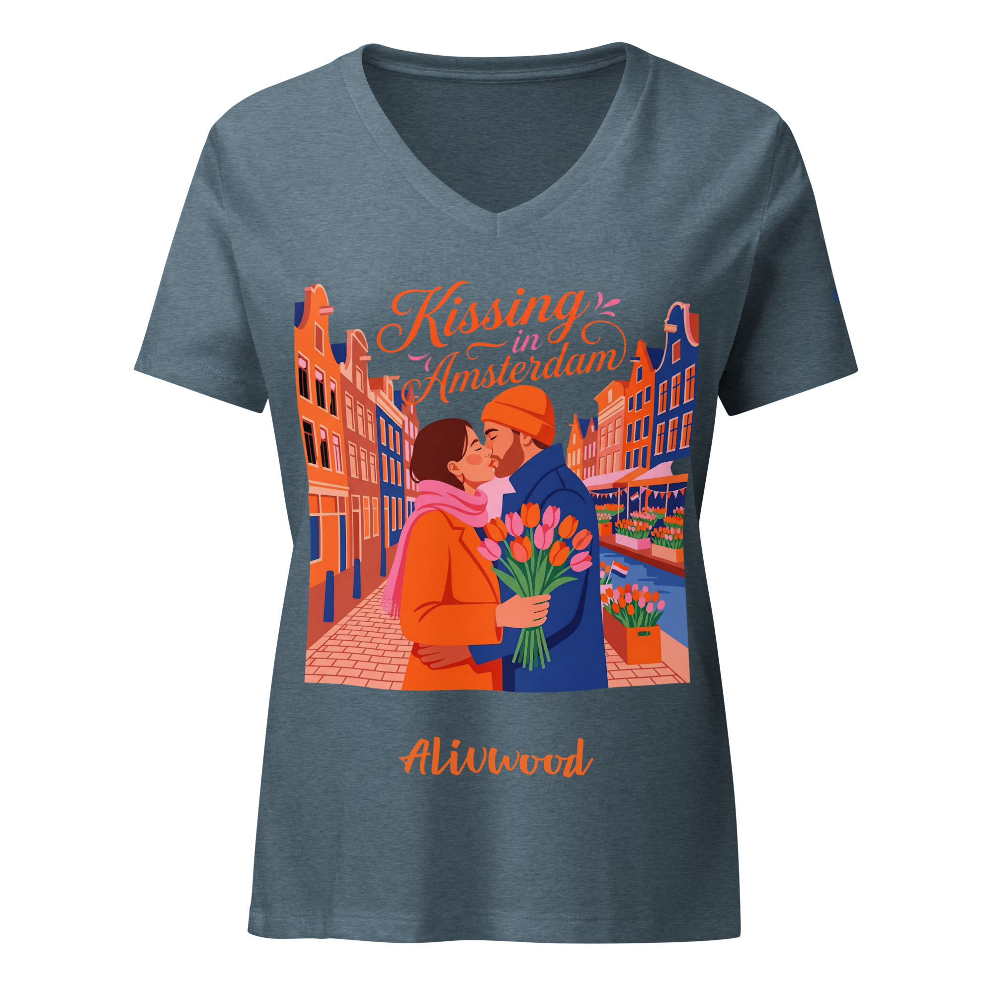 Kissing in Amsterdam Women’s relaxed v-neck t-shirt - Alivwood